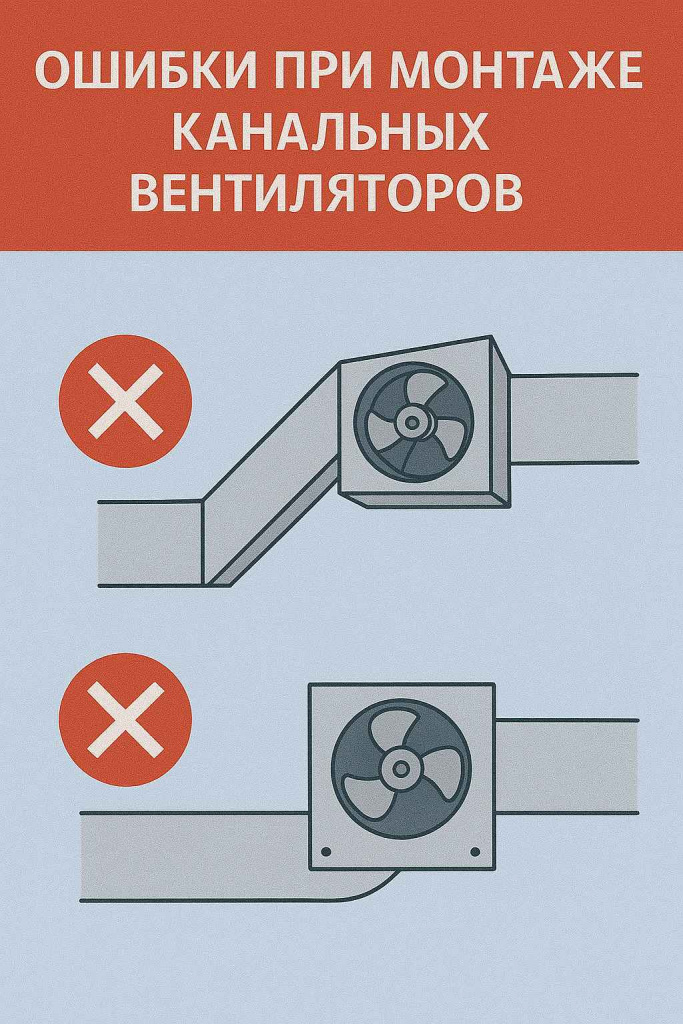 Ошибки при монтаже канальных вентиляторов Ошибки при монтаже канальных вентиляторов